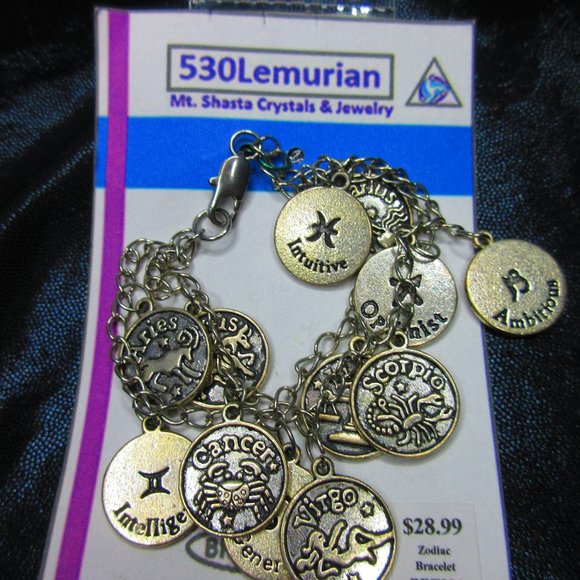Zodiac Signs Charm Jewelry Bracelet Adjustable Lobster Claw Clasp - Picture 1 of 7